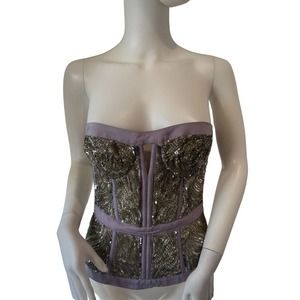 La Perla Vintage 80s Womens Purple Beaded Bustier Corset Bra Top US Size 40